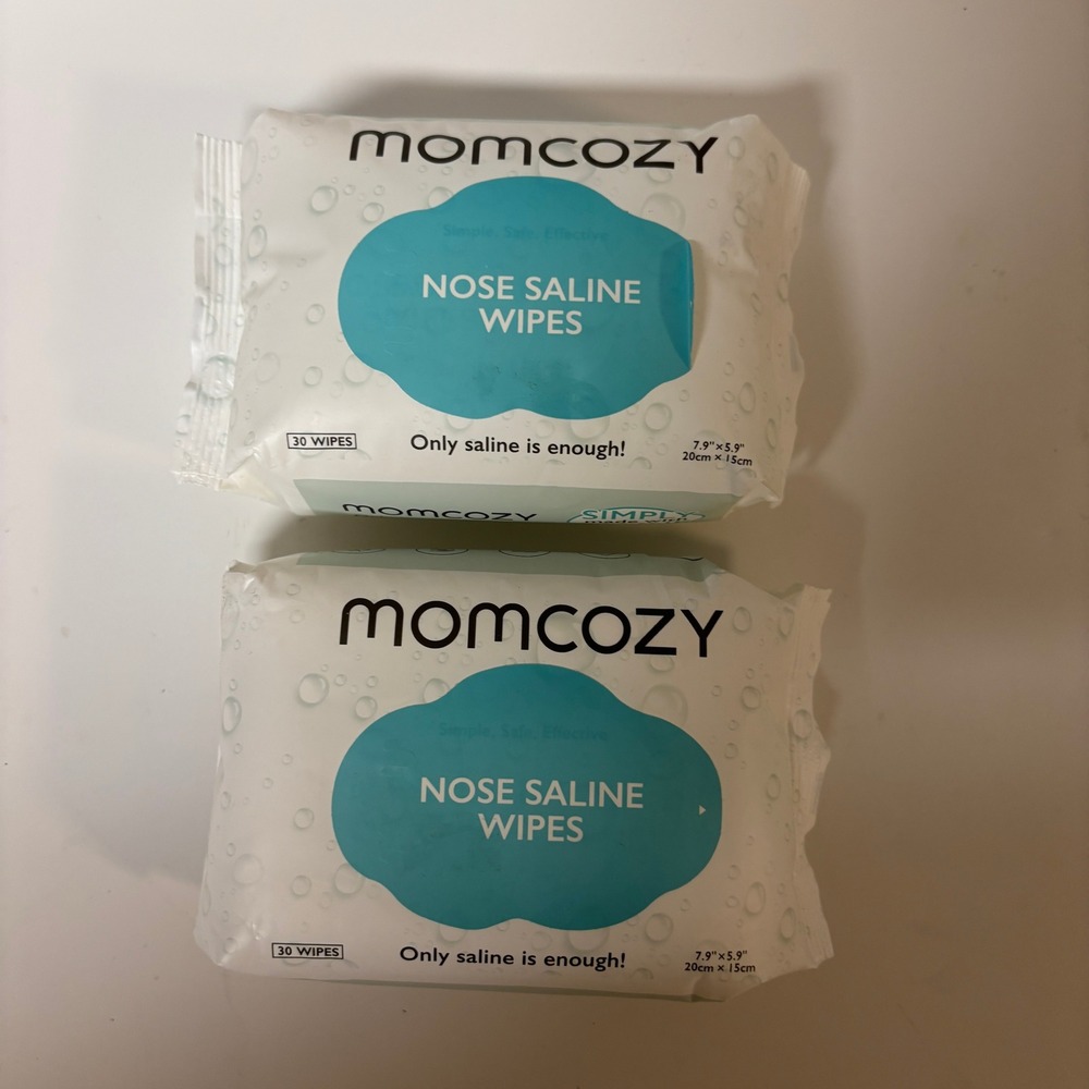 Momcozy Nose Saline Wipes 2 Packs 60 Count Total Baby Sensitive Skin Unscented